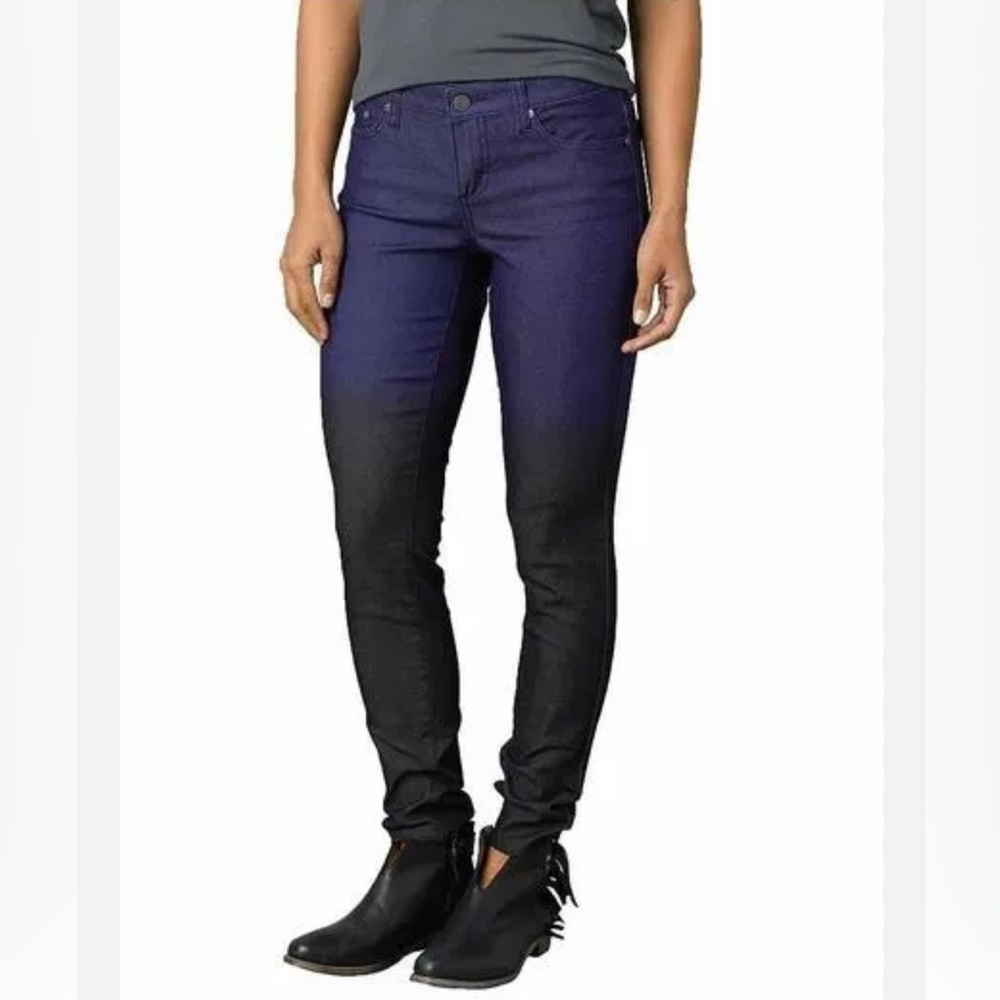 Prana Jett Pant Indigo Low Rise Fitted Ombre Jeans, Size 4/27